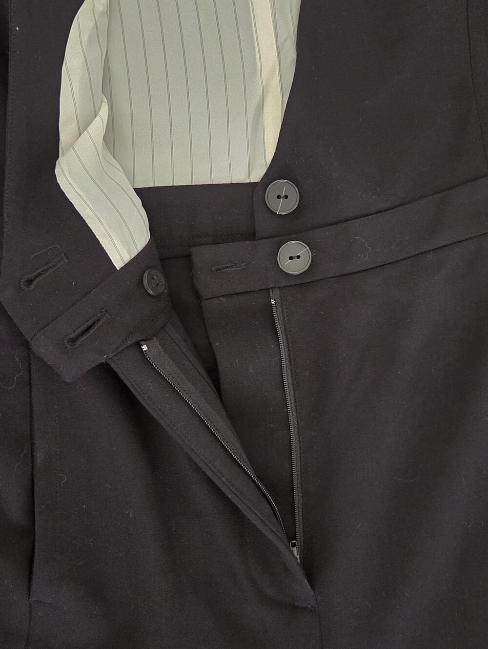 Maeve Anthro V-Neck Pinafore Wide-Leg Jumpsuit 4 Blk Minimal Tailored Menswear - Picture 7 of 11